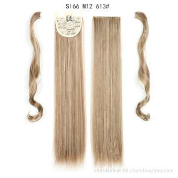 Top Quality Silky Straight High Ponytail For Black Women Pour Petite Fille Wrap Around Synthetic Clip Hair Ponytails Extensions